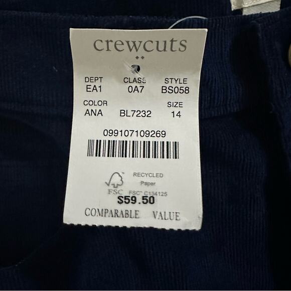 CREWCUTS Girls Corduroy Skinny Fit Pants size 14 (kids XL) color ANA Blue NWT - Picture 3 of 11